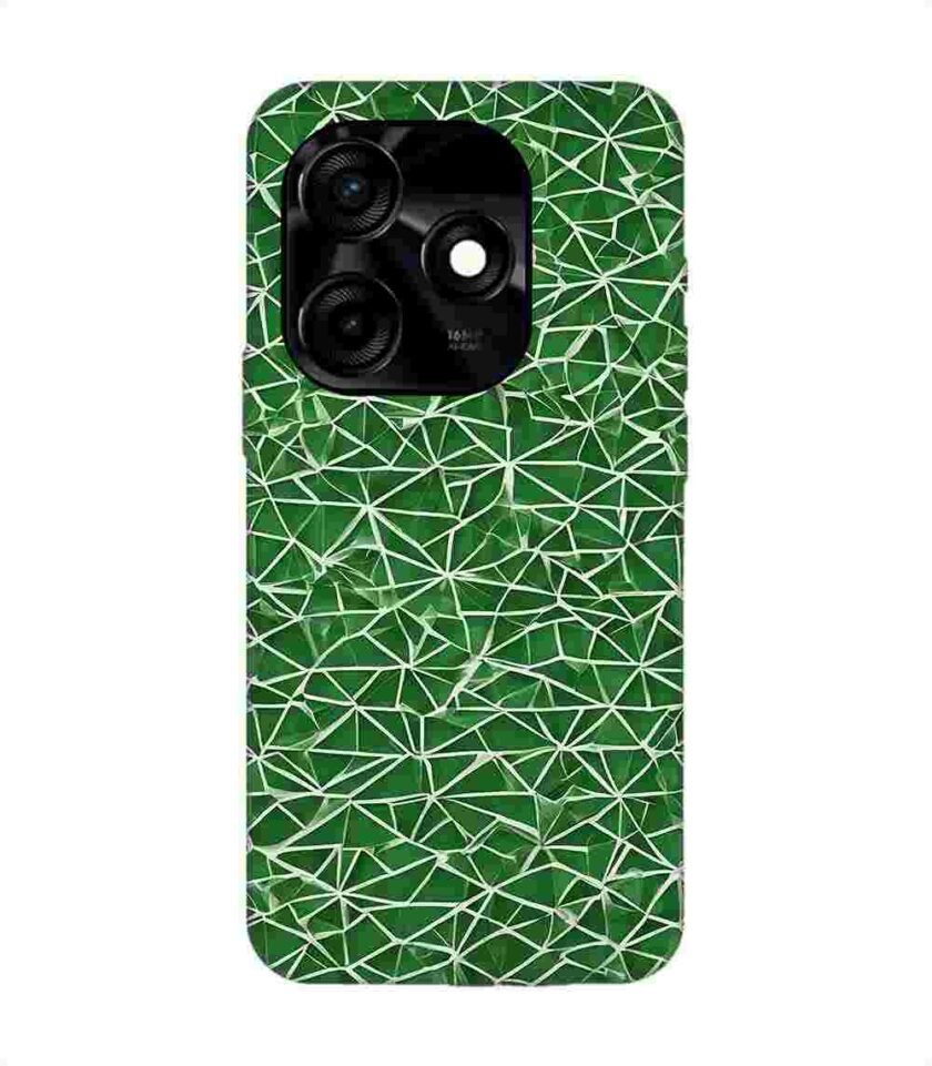 Printed Mobile Back Covers for Tecno Spark 10C close up green white geometric pattern