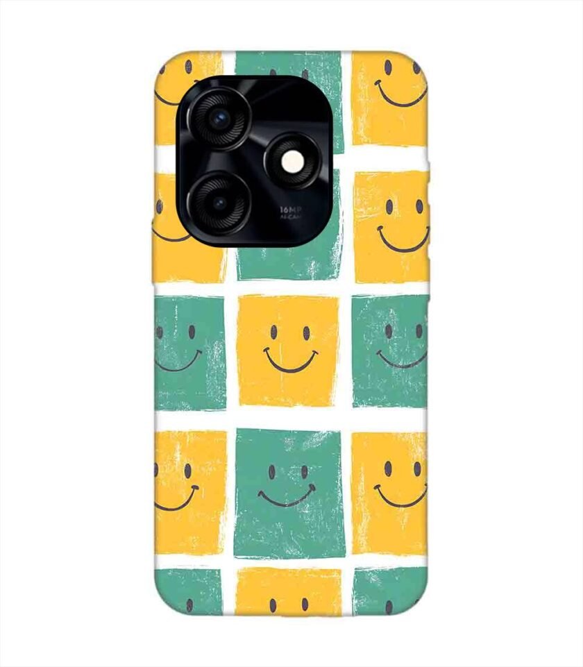 Printed Mobile Back Covers for Tecno Spark 10C close up pattern smiley faces