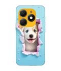 Printed Mobile Back Covers for Tecno Spark 20 close up dog looking out hole wall