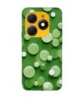 Printed Mobile Back Covers for Tecno Spark 20 close up green background with white polka dots