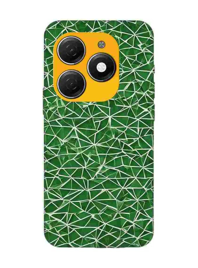 Printed Mobile Back Covers for Tecno Spark 20 close up green white geometric pattern