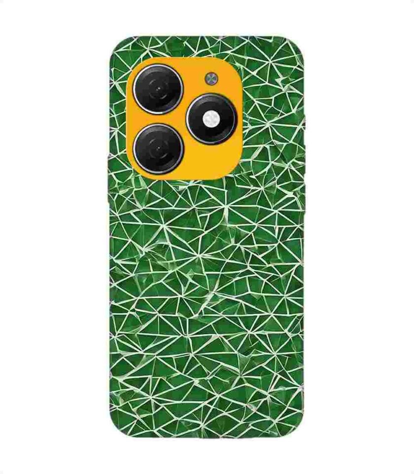 Printed Mobile Back Covers for Tecno Spark 20 close up green white geometric pattern