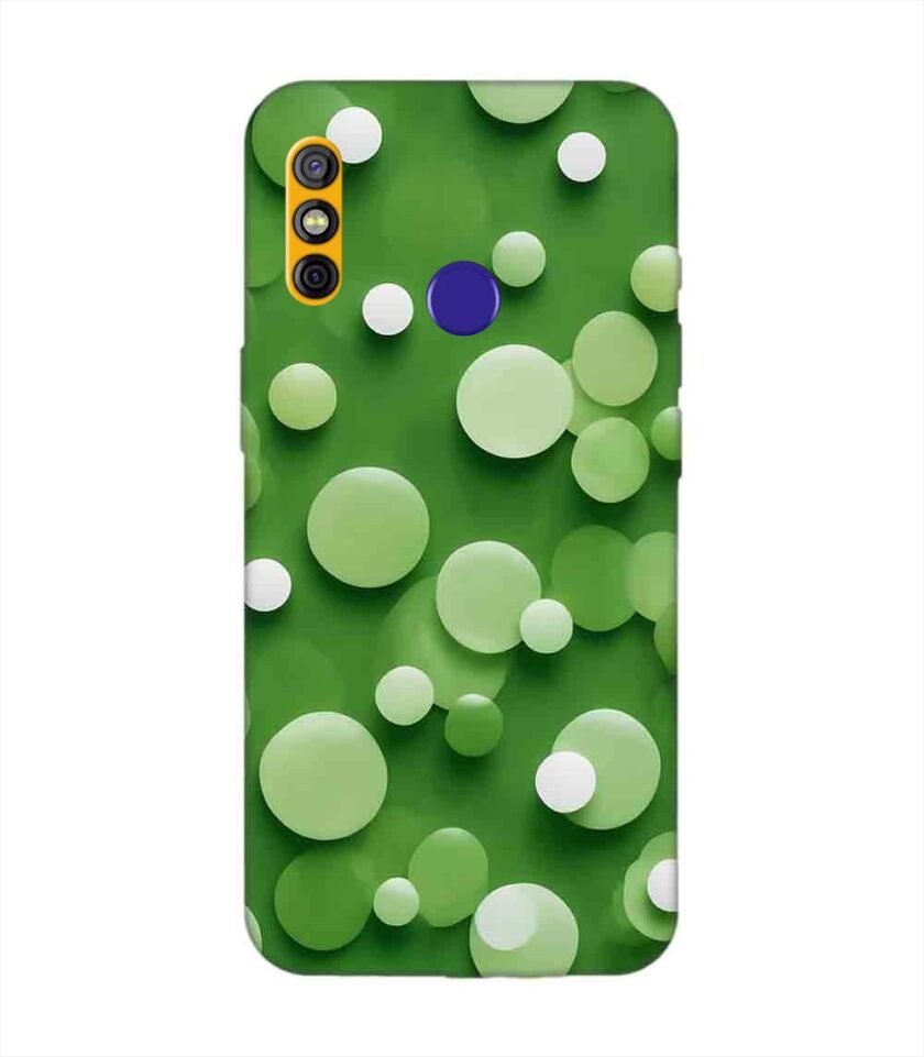 Printed Mobile Back Covers for Tecno Spark 4 Air close up green background with white polka dots