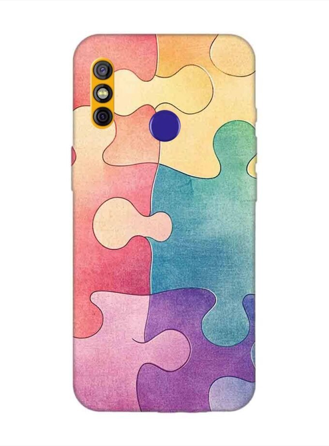 Printed Mobile Back Covers for Tecno Spark 4 close up colorful puzzle piece