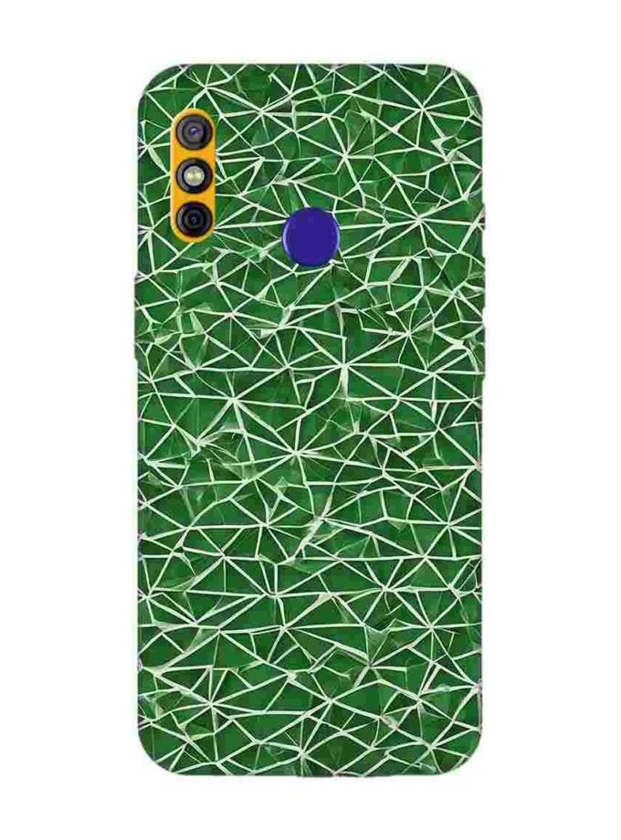 Printed Mobile Back Covers for Tecno Spark 4 close up green white geometric pattern