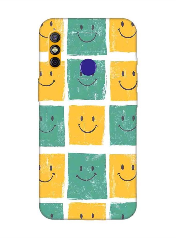 Printed Mobile Back Covers for Tecno Spark 4 close up pattern smiley faces