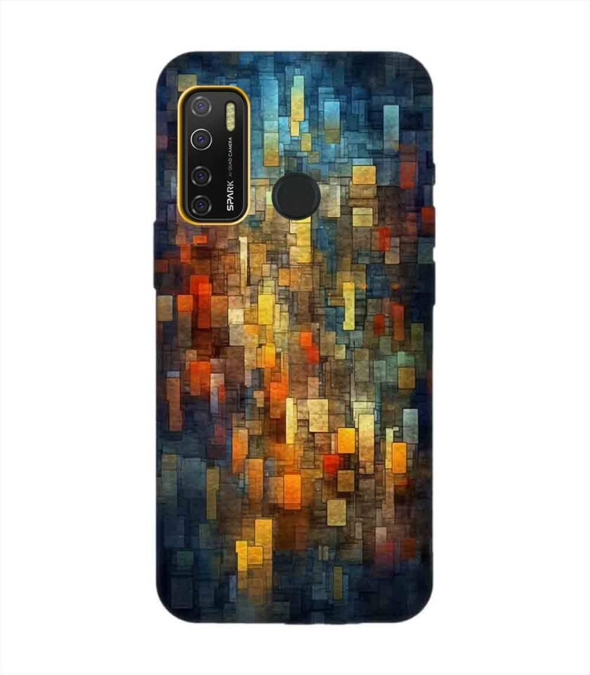 Printed Mobile Back Covers for Tecno Spark 5 Pro close up colorful mosaic squares shapes