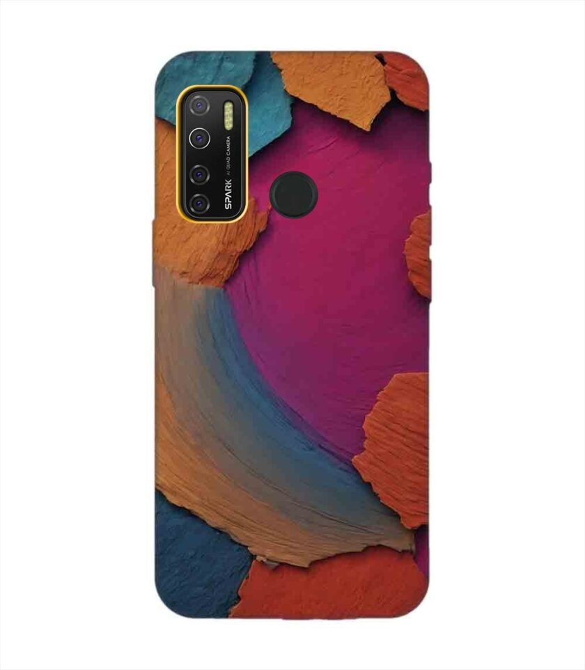 Printed Mobile Back Covers for Tecno Spark 5 Pro closeup color textured surface