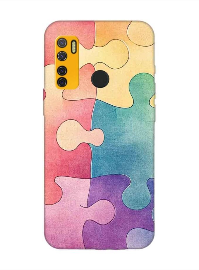 Printed Mobile Back Covers for Tecno Spark 5 close up colorful puzzle piece