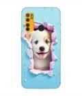 Printed Mobile Back Covers for Tecno Spark 5 close up dog looking out hole wall