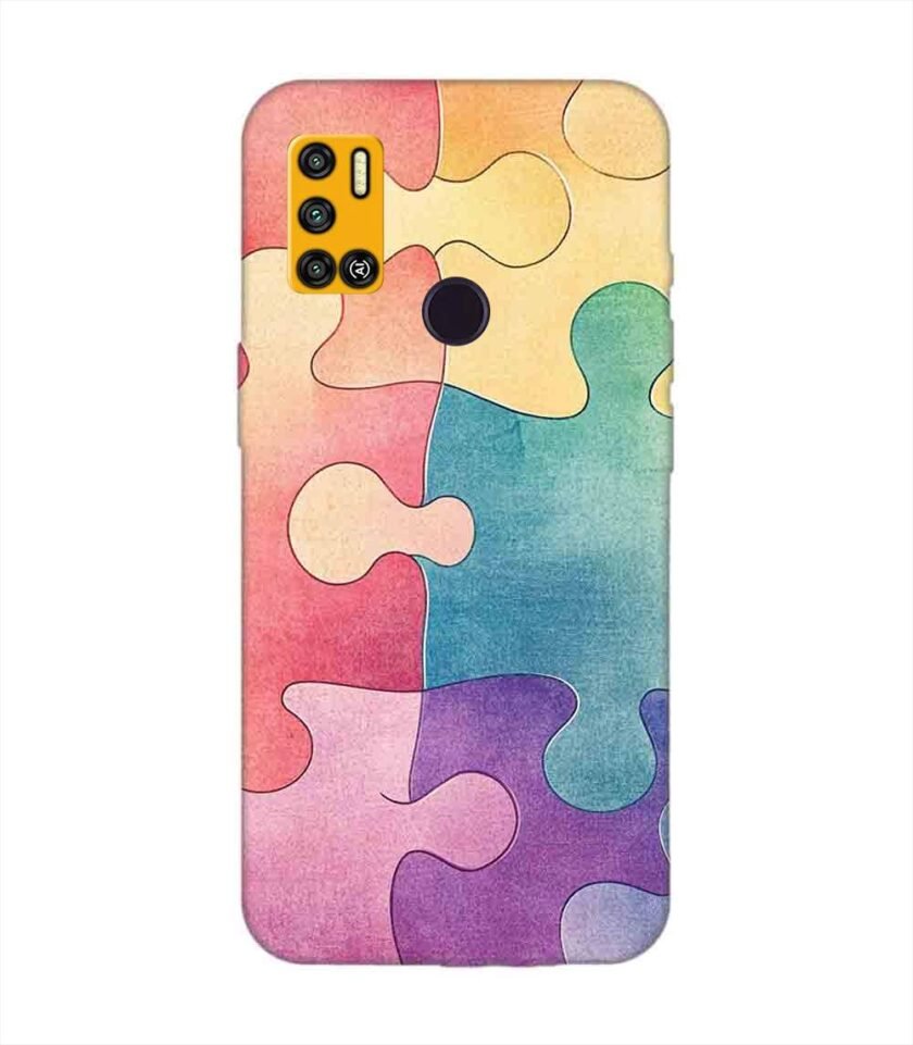Printed Mobile Back Covers for Tecno Spark 6 Air close up colorful puzzle piece