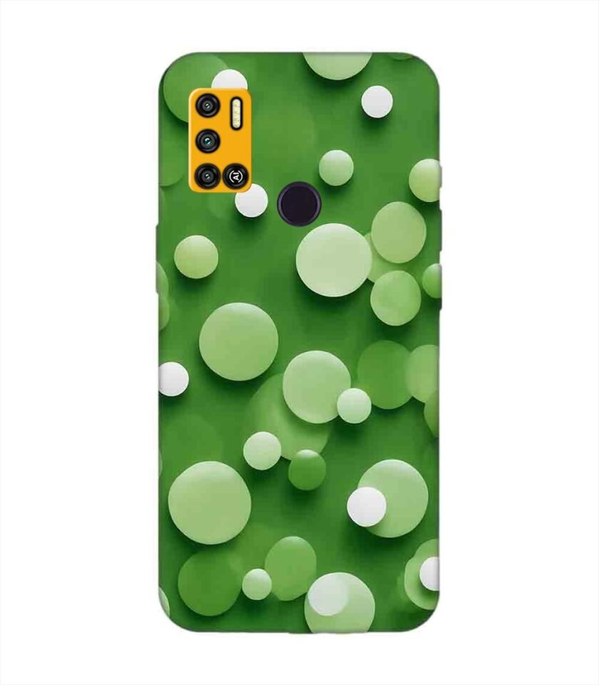 Printed Mobile Back Covers for Tecno Spark 6 Air close up green background with white polka dots