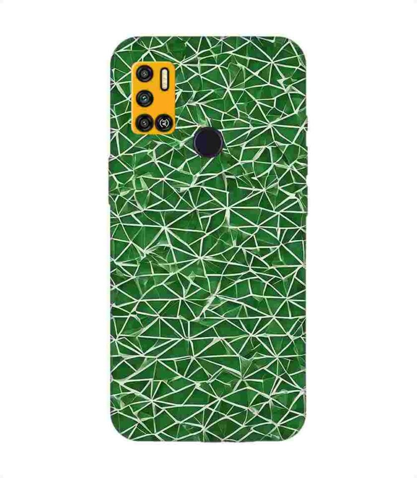 Printed Mobile Back Covers for Tecno Spark 6 Air close up green white geometric pattern