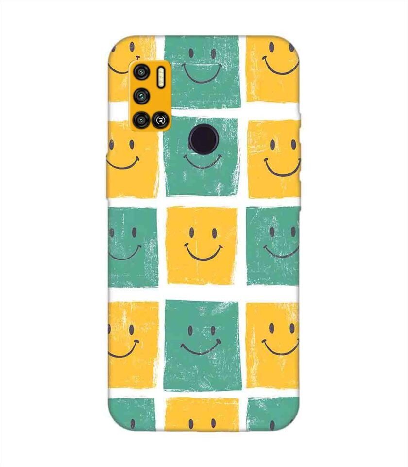 Printed Mobile Back Covers for Tecno Spark 6 Air close up pattern smiley faces