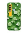 Printed Mobile Back Covers for Tecno Spark 7 Pro close up green background with white polka dots