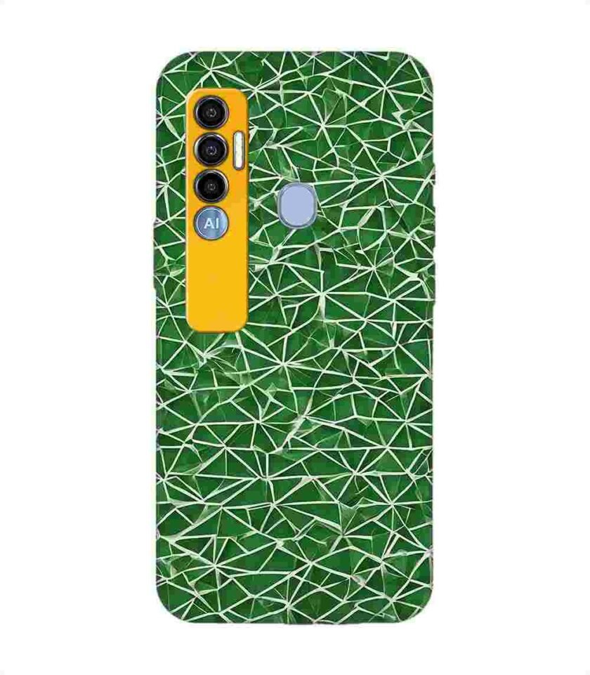 Printed Mobile Back Covers for Tecno Spark 7 Pro close up green white geometric pattern