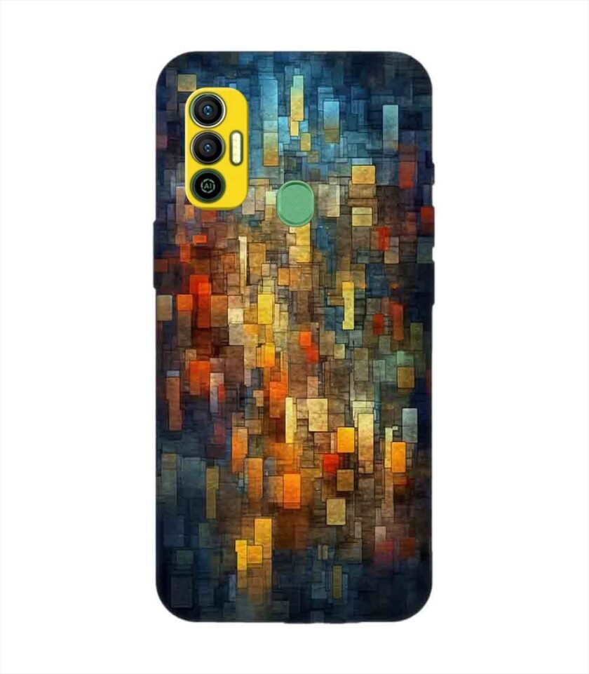 Printed Mobile Back Covers for Tecno Spark 7 close up colorful mosaic squares shapes