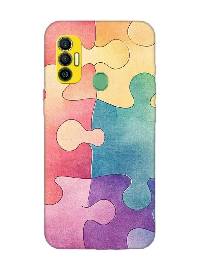 Printed Mobile Back Covers for Tecno Spark 7 close up colorful puzzle piece