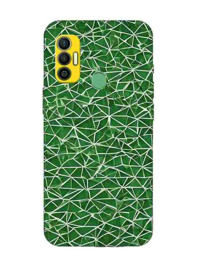 Printed Mobile Back Covers for Tecno Spark 7 close up green white geometric pattern
