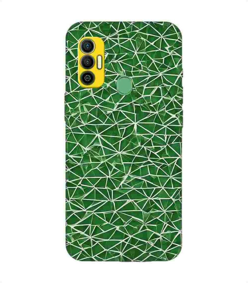 Printed Mobile Back Covers for Tecno Spark 7 close up green white geometric pattern