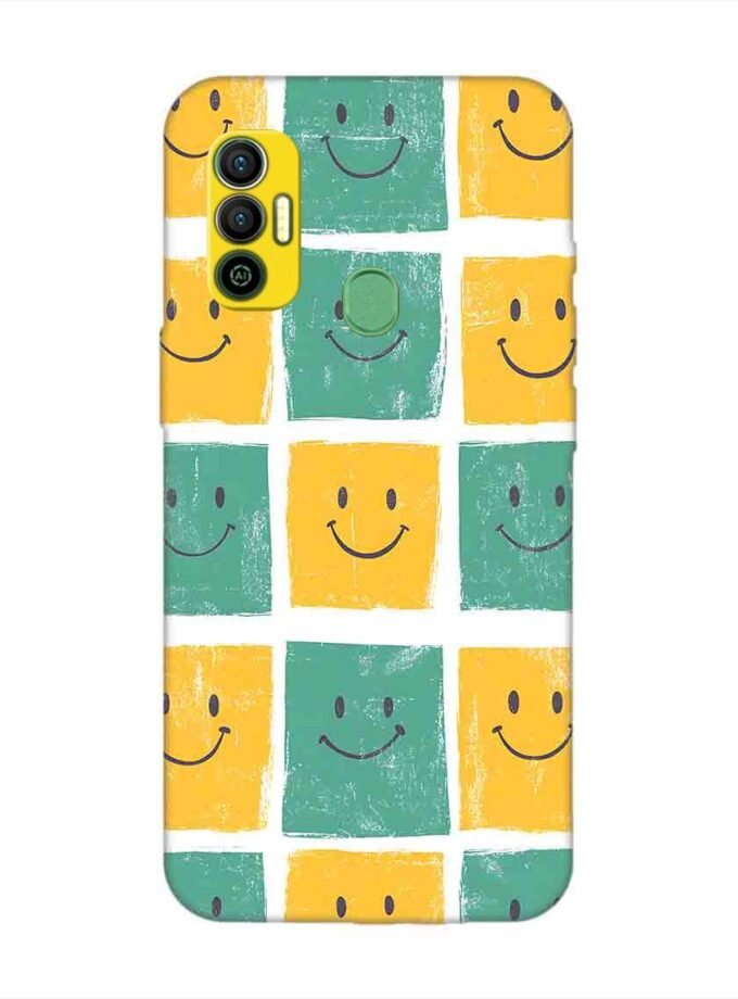 Printed Mobile Back Covers for Tecno Spark 7 close up pattern smiley faces