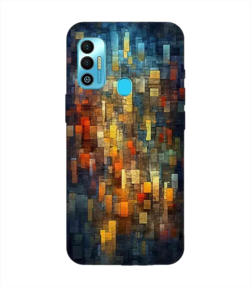 Printed Mobile Back Covers for Tecno Spark 7T close up colorful mosaic squares shapes