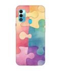 Printed Mobile Back Covers for Tecno Spark 7T close up colorful puzzle piece