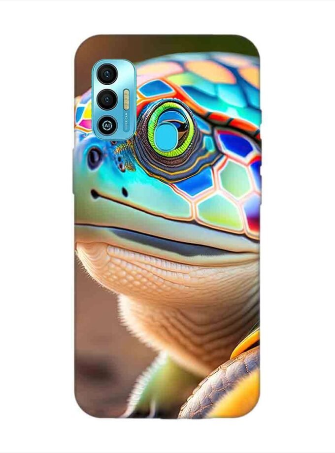 Printed Mobile Back Covers for Tecno Spark 7T close up cute turtle