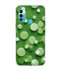 Printed Mobile Back Covers for Tecno Spark 7T close up green background with white polka dots