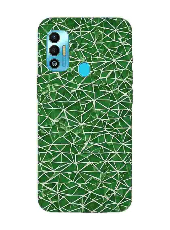 Printed Mobile Back Covers for Tecno Spark 7T close up green white geometric pattern