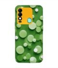 Printed Mobile Back Covers for Tecno Spark 8 close up green background with white polka dots