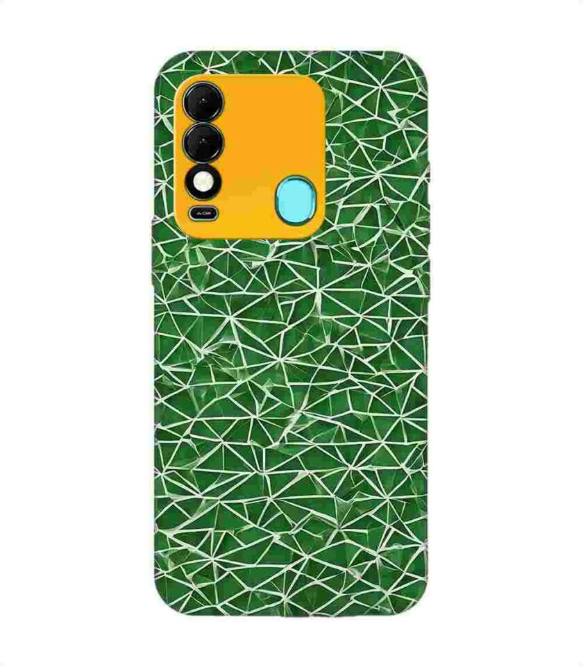 Printed Mobile Back Covers for Tecno Spark 8 close up green white geometric pattern