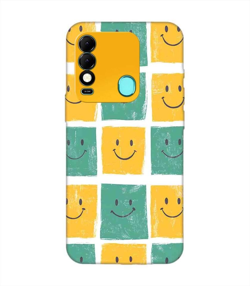 Printed Mobile Back Covers for Tecno Spark 8 close up pattern smiley faces