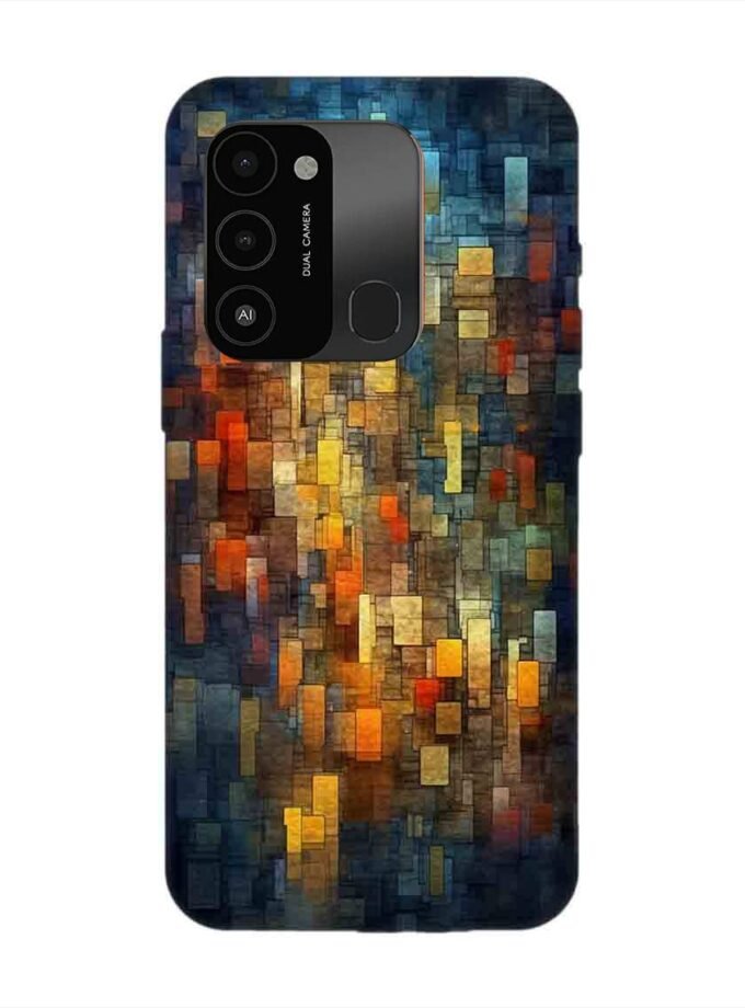 Printed Mobile Back Covers for Tecno Spark 8C close up colorful mosaic squares shapes