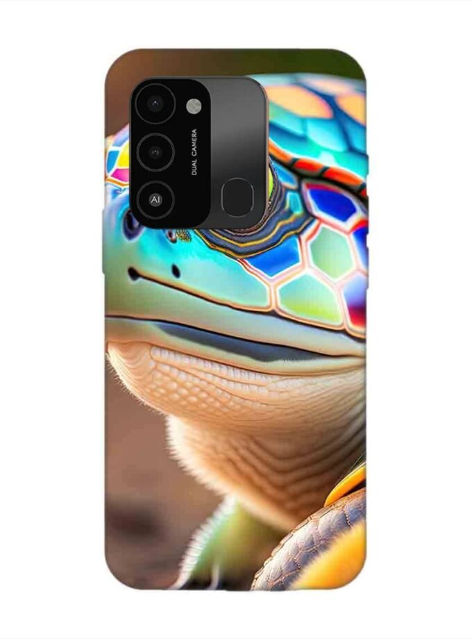 Printed Mobile Back Covers for Tecno Spark 8C close up cute turtle
