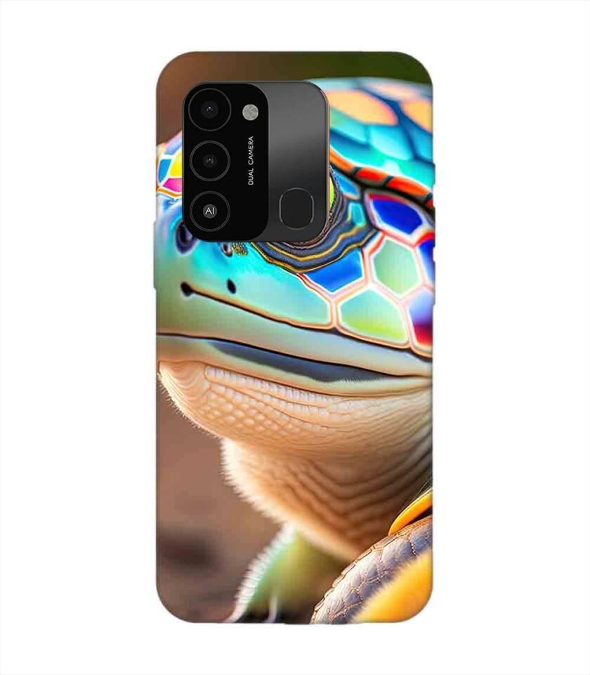 Printed Mobile Back Covers for Tecno Spark 8C close up cute turtle