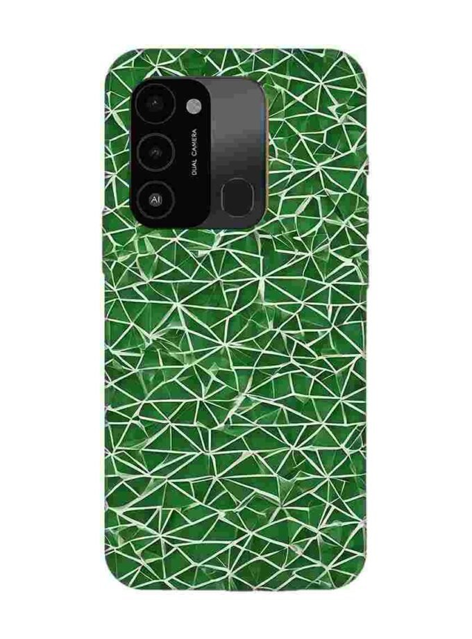 Printed Mobile Back Covers for Tecno Spark 8C close up green white geometric pattern