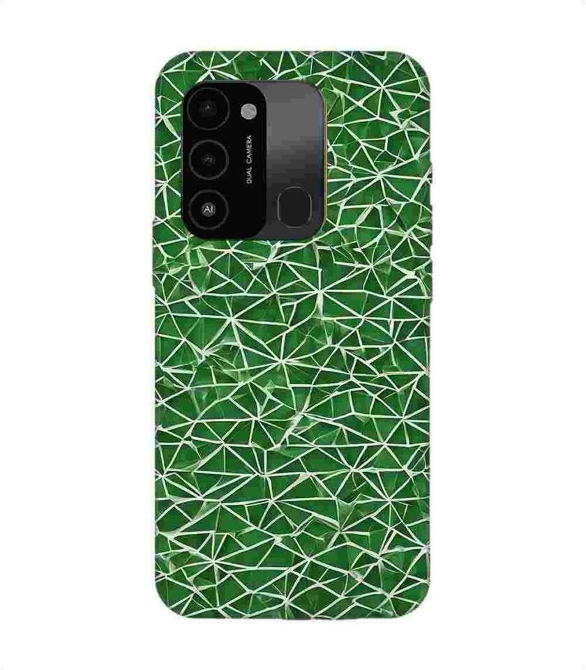 Printed Mobile Back Covers for Tecno Spark 8C close up green white geometric pattern