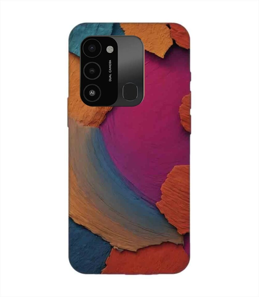 Printed Mobile Back Covers for Tecno Spark 8C closeup color textured surface