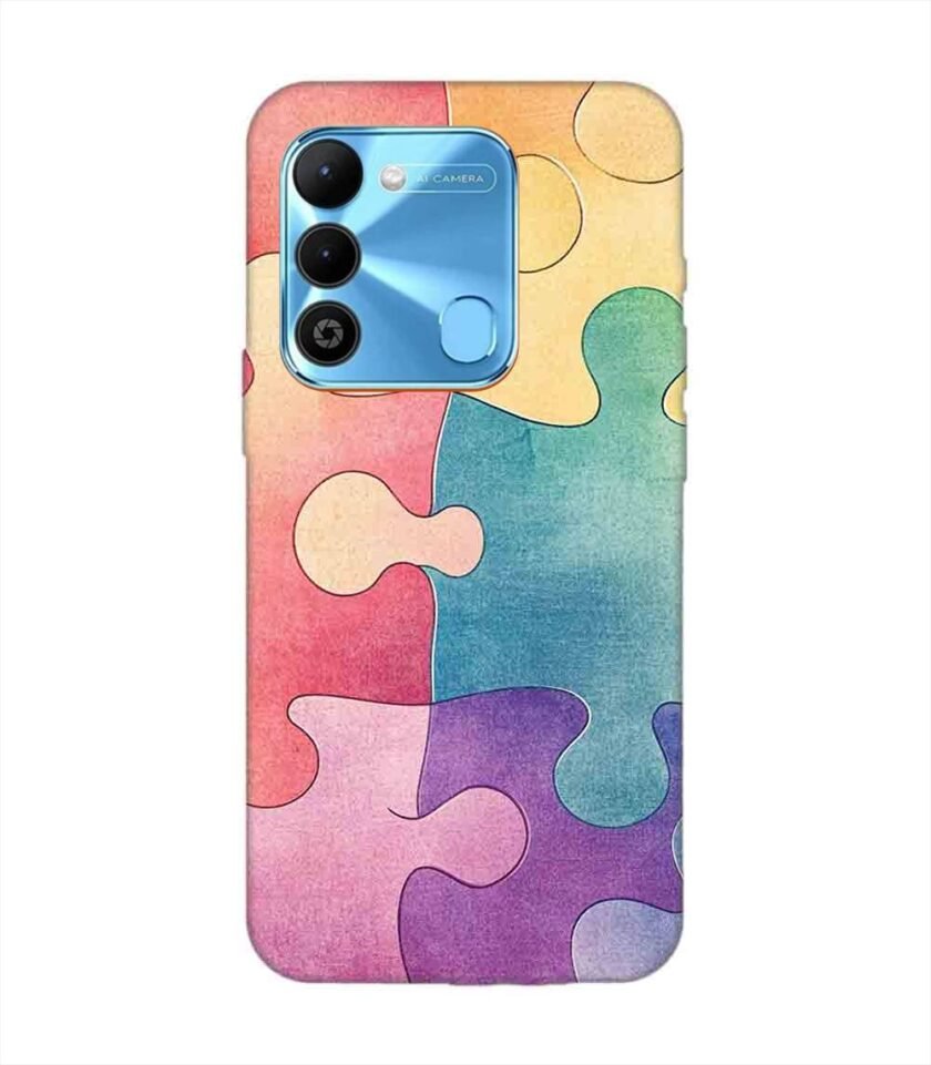 Printed Mobile Back Covers for Tecno Spark 9 close up colorful puzzle piece