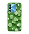 Printed Mobile Back Covers for Tecno Spark 9 close up green background with white polka dots