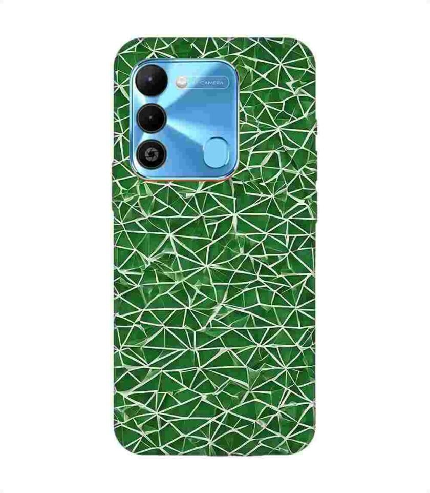 Printed Mobile Back Covers for Tecno Spark 9 close up green white geometric pattern