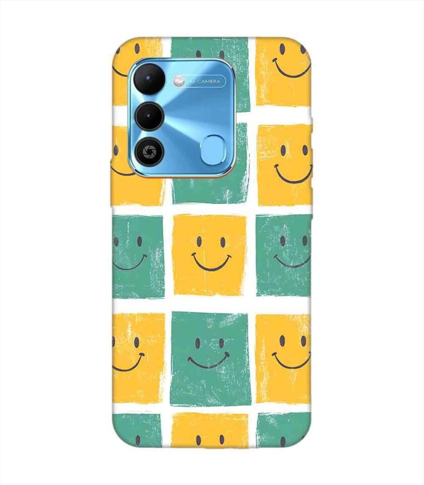 Printed Mobile Back Covers for Tecno Spark 9 close up pattern smiley faces