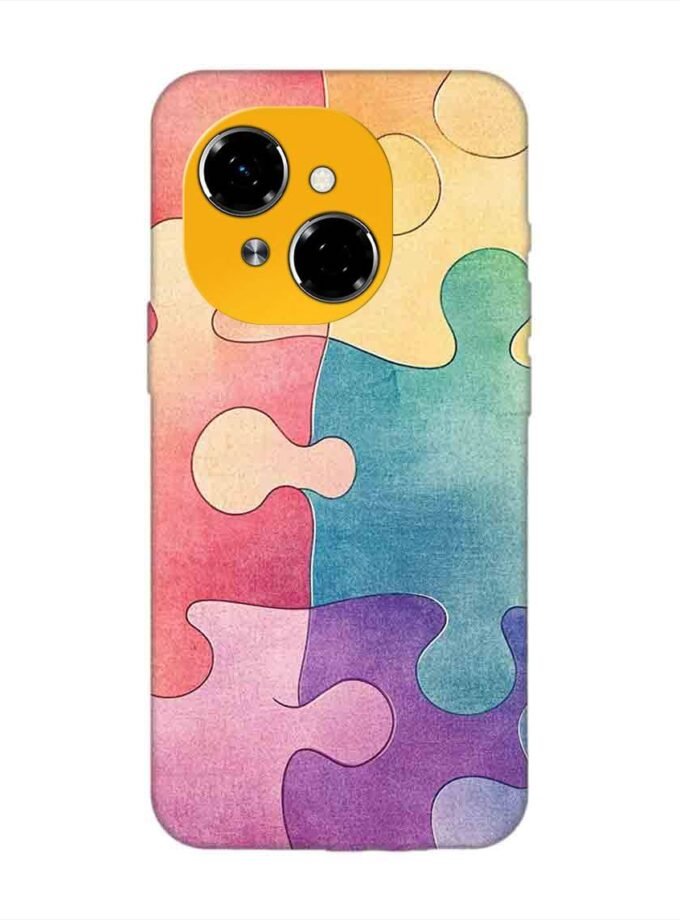 Printed Mobile Back Covers for Tecno Spark Go 1 close up colorful puzzle piece