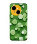 Printed Mobile Back Covers for Tecno Spark Go 1 close up green background with white polka dots