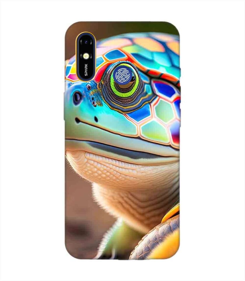 Printed Mobile Back Covers for Tecno Spark Go (2019) close up cute turtle