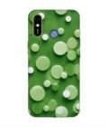 Printed Mobile Back Covers for Tecno Spark Go (2019) close up green background with white polka dots