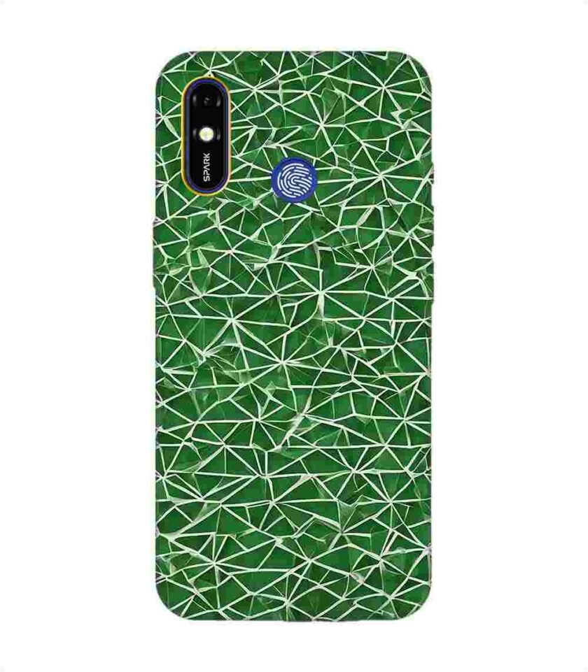 Printed Mobile Back Covers for Tecno Spark Go (2019) close up green white geometric pattern