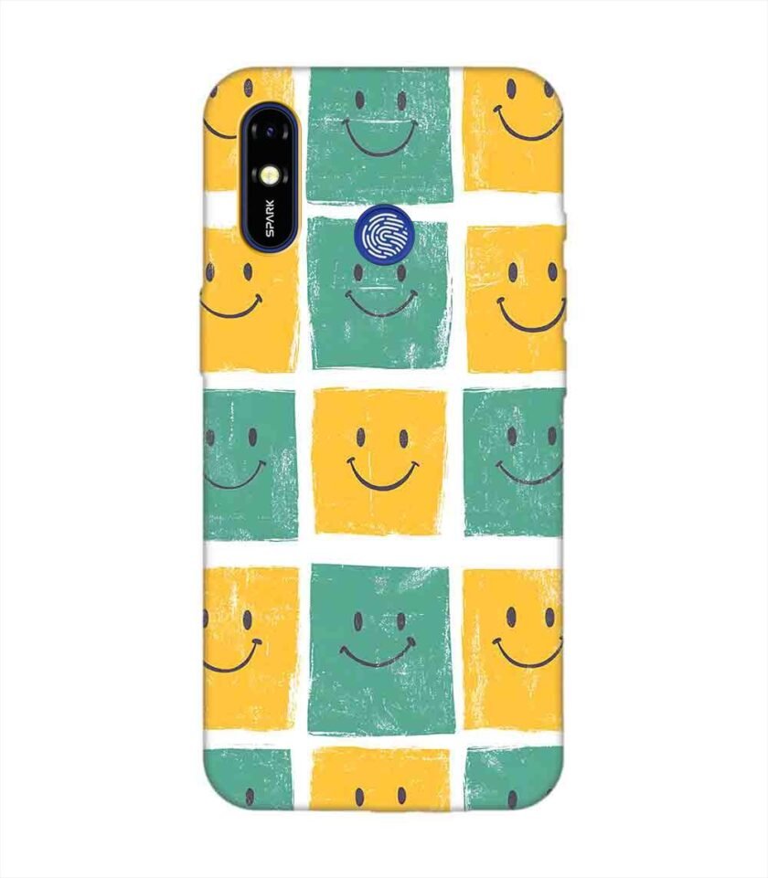 Printed Mobile Back Covers for Tecno Spark Go (2019) close up pattern smiley faces