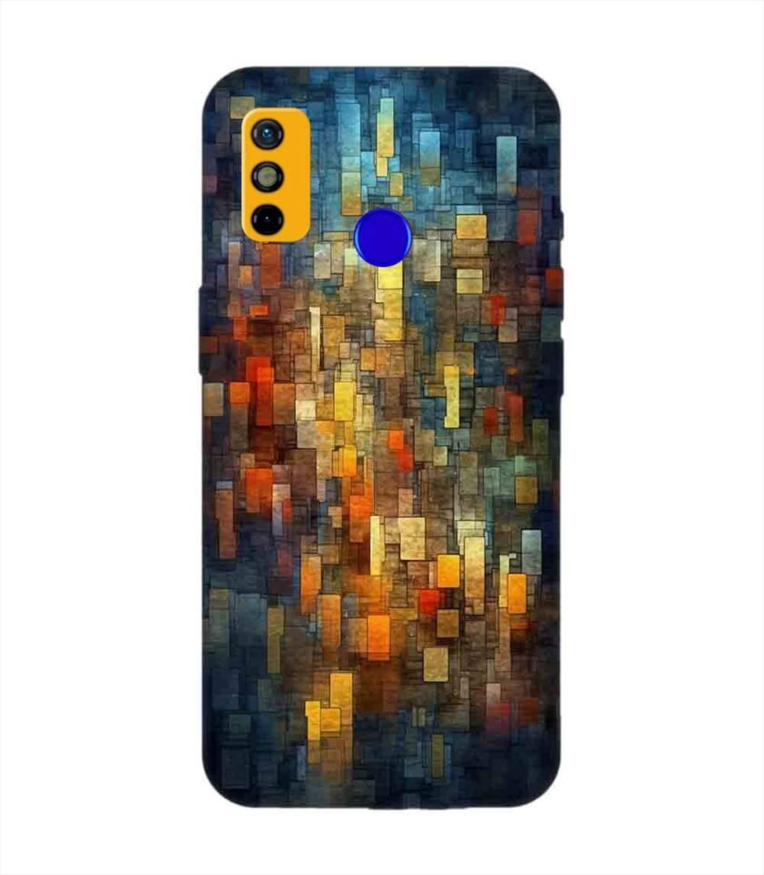 Printed Mobile Back Covers for Tecno Spark Go (2020) close up colorful mosaic squares shapes